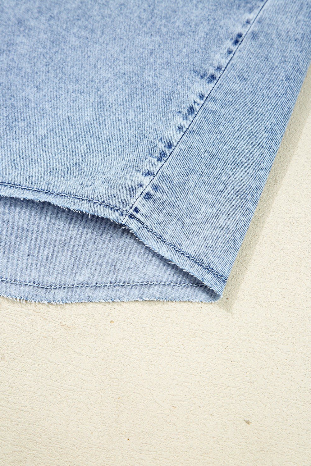 Medium Grey Chest Pocket Raw Hem Denim Loose Shirt Dress