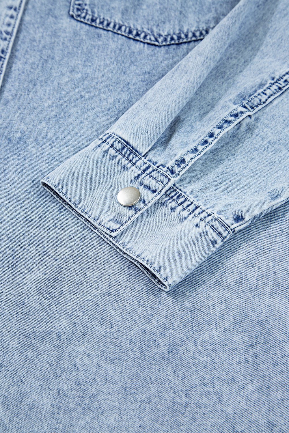 Medium Grey Chest Pocket Raw Hem Denim Loose Shirt Dress