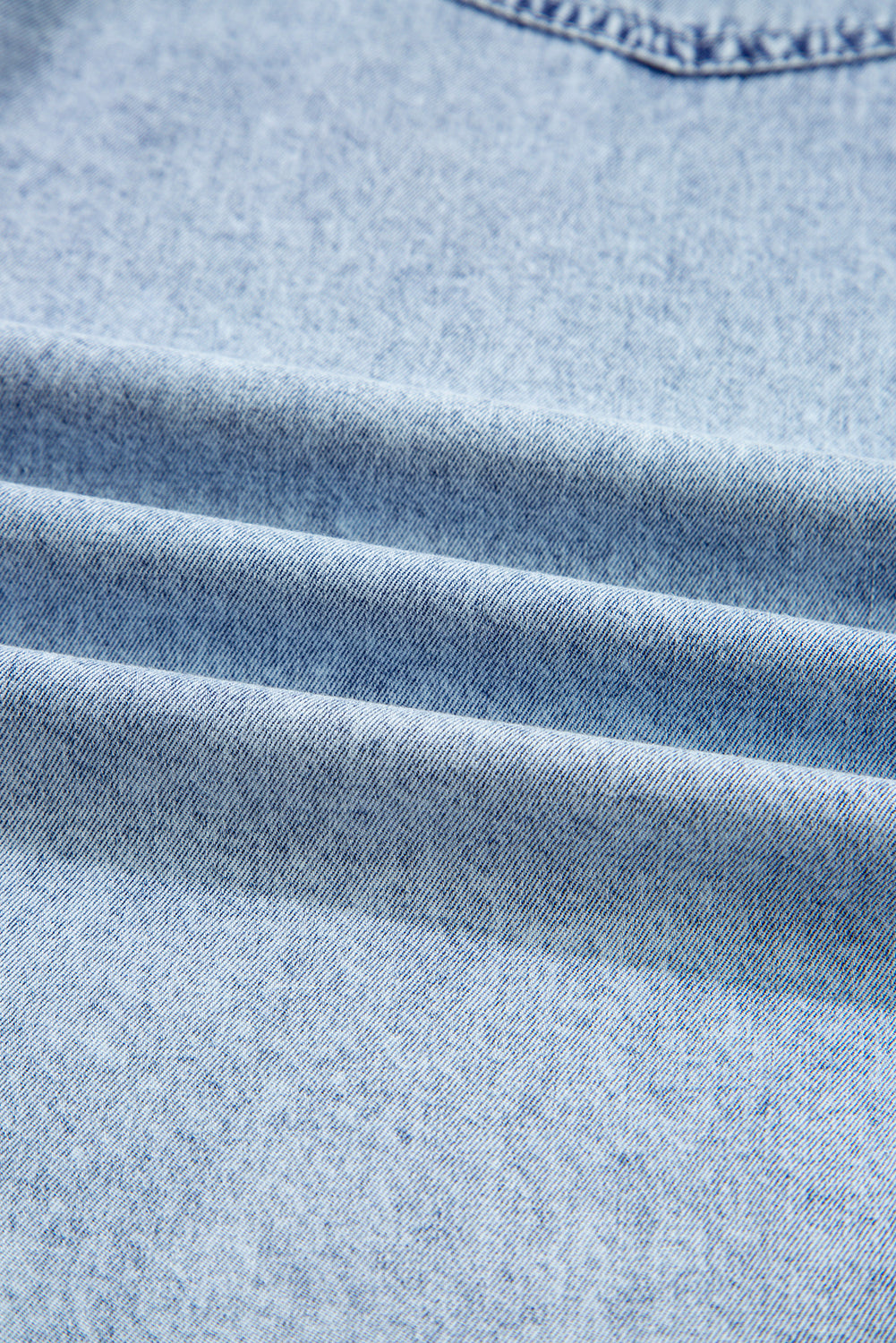 Medium Grey Chest Pocket Raw Hem Denim Loose Shirt Dress